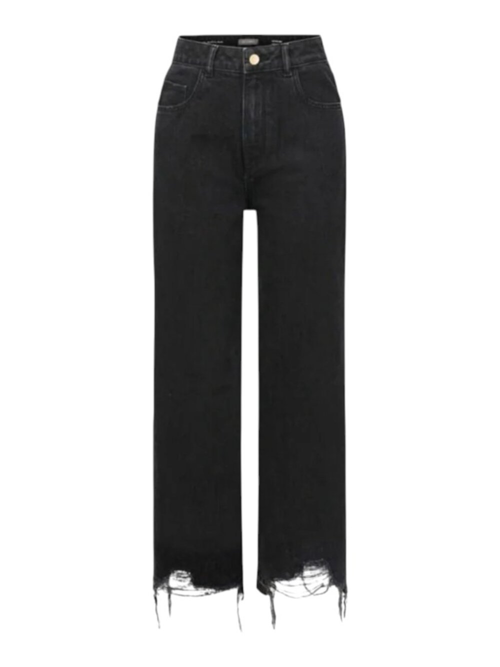 DL1961 Black Hepburn Wide Leg Frayed Hem Jeans  - Size 25